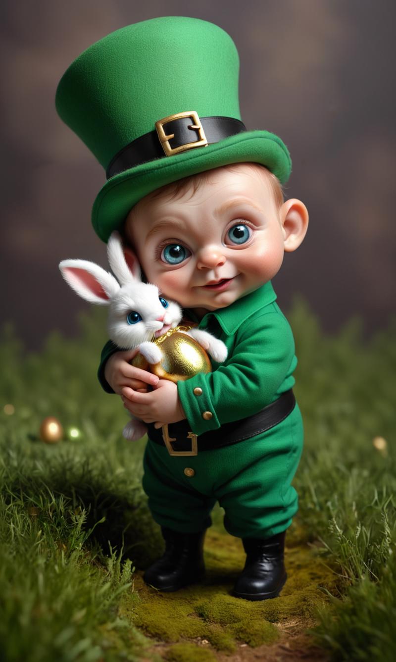 Baby Leprechaun and bunny.png